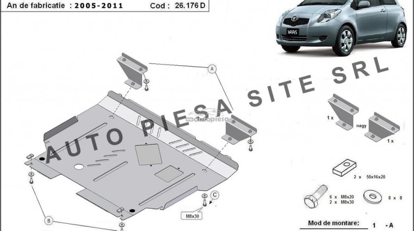 Scut metalic motor Toyota Yaris diesel fabricata in perioada 2005 - 2011 APS-26.176D piesa NOUA