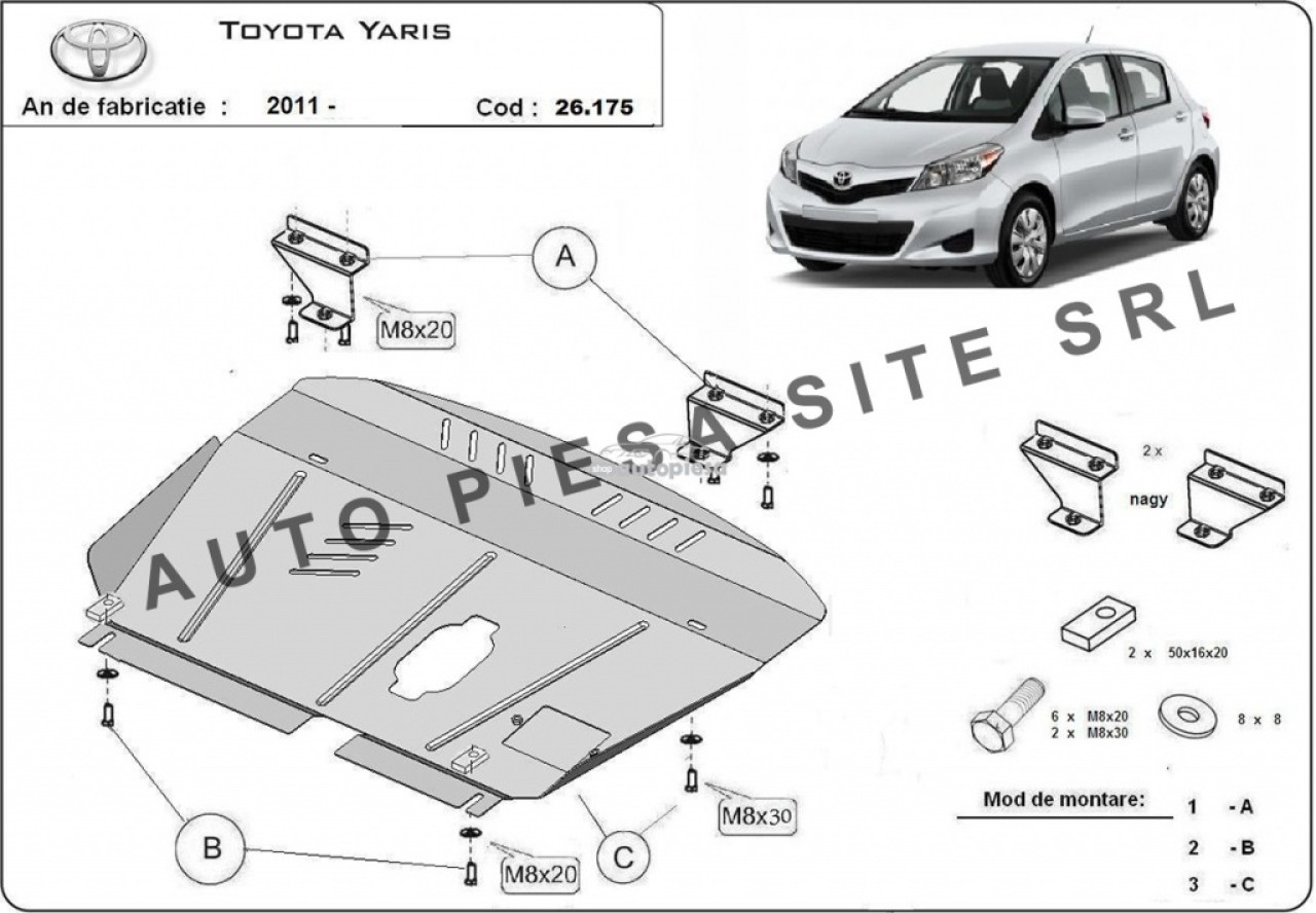 Scut metalic motor Toyota Yaris fabricata incepand cu 2011 APS-26,175 piesa NOUA