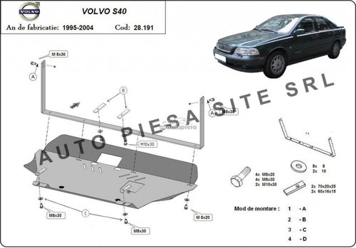 Scut metalic motor Volvo S40 fabricat in perioada 1995 - 2004 APS-28,191 piesa NOUA