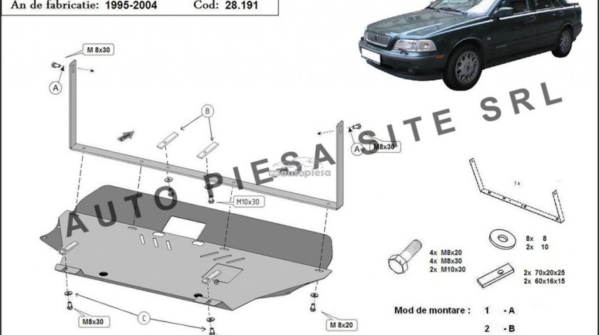 Scut metalic motor Volvo S40 fabricat in perioada 1995 - 2004 APS-28,191 piesa NOUA