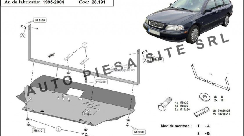 Scut metalic motor Volvo V40 fabricat incepand cu 1995 - 2004 APS-28,191 - produs NOU