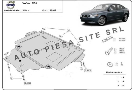 Scut metalic motor Volvo V50 fabricat incepand cu 2004 APS-30,046 piesa NOUA