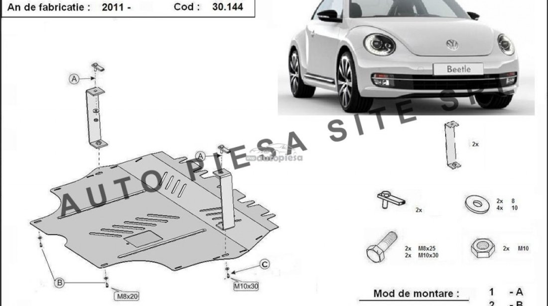 Scut metalic motor VW Beetle fabricat incepand cu 2011 APS-30,144 piesa NOUA