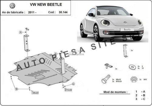 Scut metalic motor VW Beetle fabricat incepand cu 2011 APS-30,144 piesa NOUA