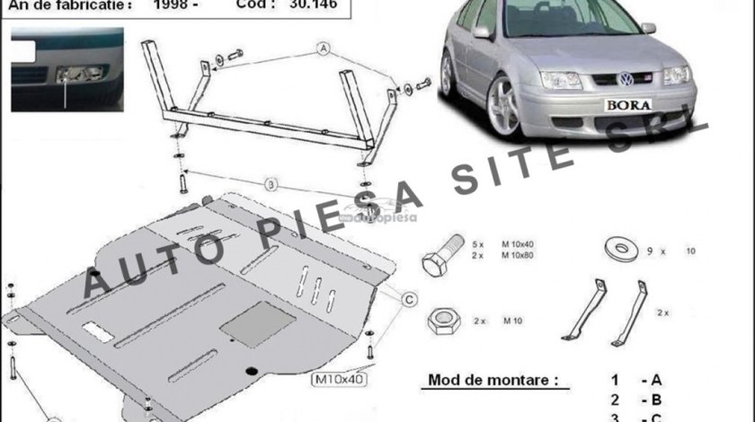 Scut metalic motor VW Bora fabricat incepand cu 1998 APS-30,146 piesa NOUA