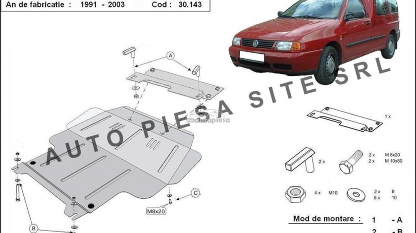 Scut metalic motor VW Caddy 2 II fabricat in perioada 1991 - 2003 APS-30,143 - produs NOU