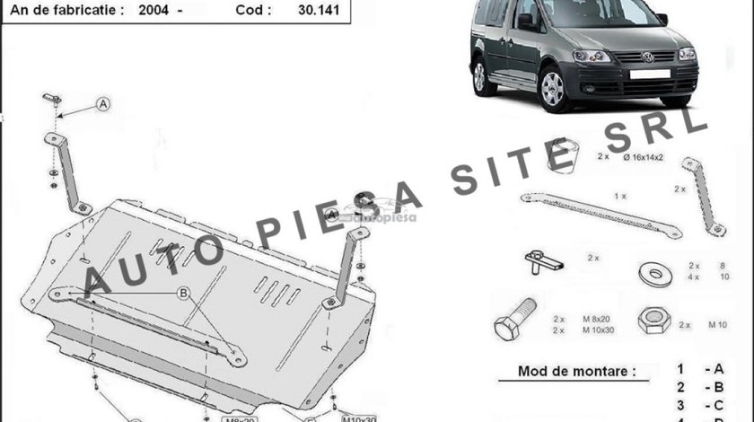 Scut metalic motor VW Caddy 3 III fabricat incepand cu 2004 APS-30,141 piesa NOUA