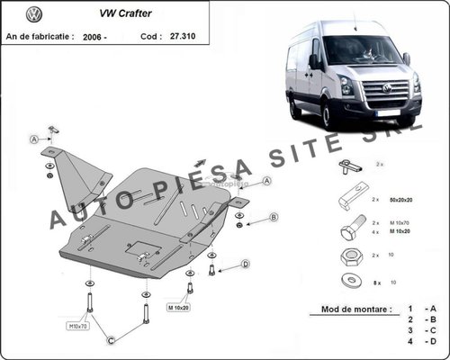 Scut metalic motor VW Crafter fabricat incepand cu 2006 APS-27,310 piesa NOUA