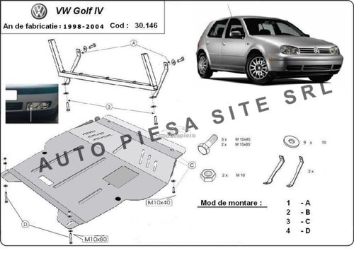 Scut metalic motor VW Golf 4 IV fabricat in perioada 1998 - 2004 APS-30,146 piesa NOUA