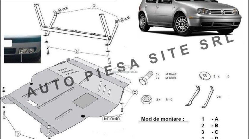 Scut metalic motor VW Golf 4 IV fabricat in perioada 1998 - 2004 APS-30,146 piesa NOUA