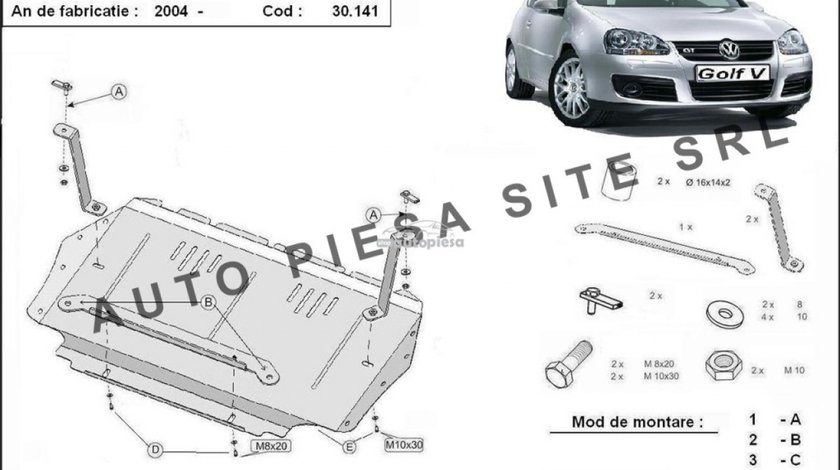 Scut metalic motor VW Golf 5 V fabricat incepand cu 2003 APS-30,141 - produs NOU