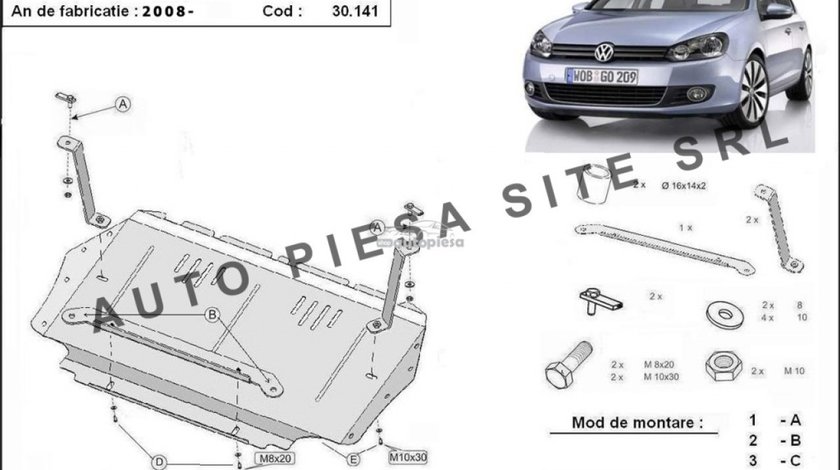 Scut metalic motor VW Golf 6 VI fabricat incepand cu 2009 APS-30,141 - produs NOU