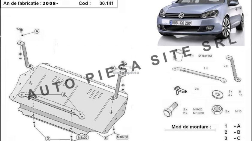 Scut metalic motor VW Golf 6 VI fabricat incepand cu 2009 APS-30,141 piesa NOUA