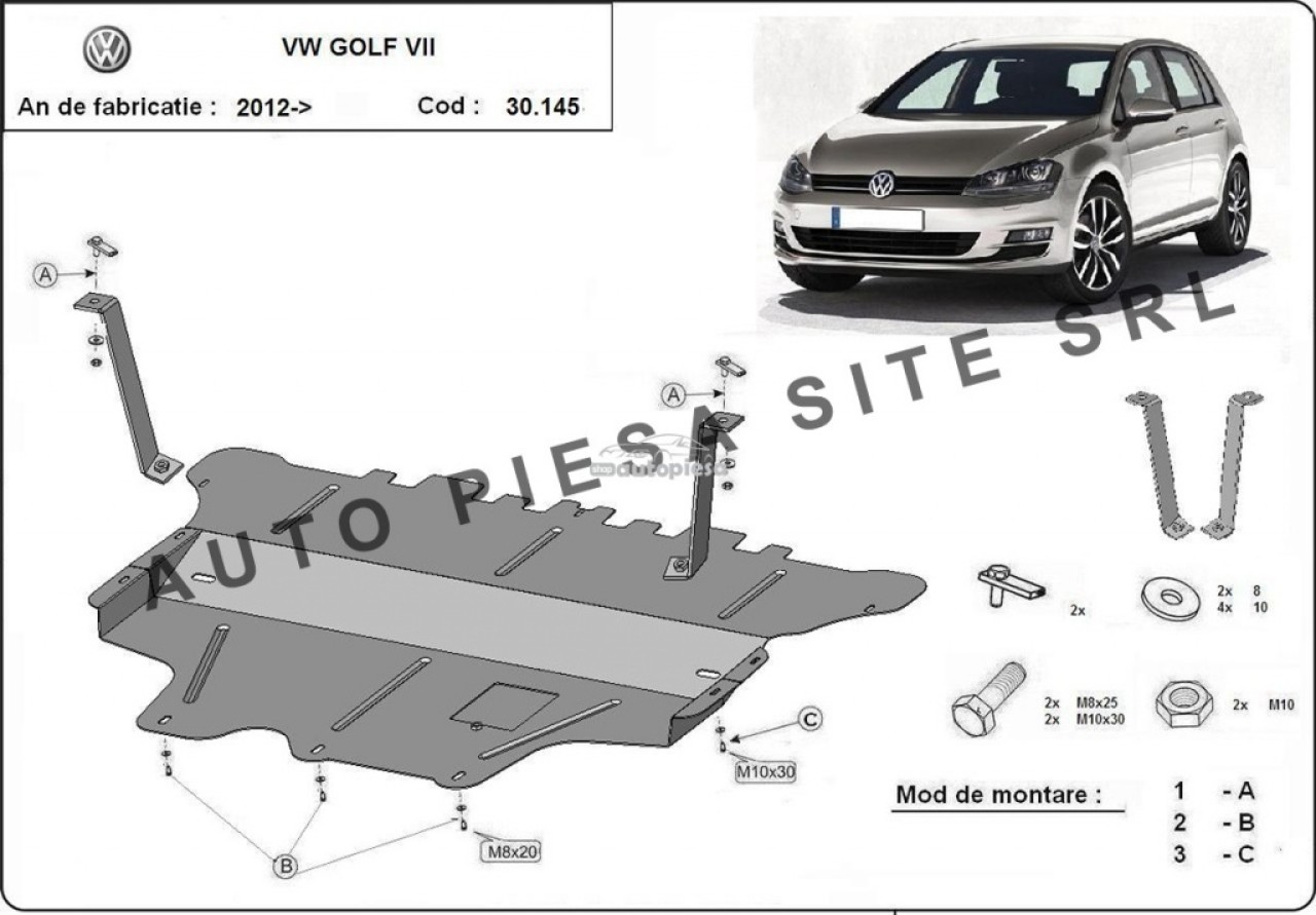 Scut metalic motor VW Golf 7 VII fabricat incepand cu 2012 APS-30,145 piesa NOUA