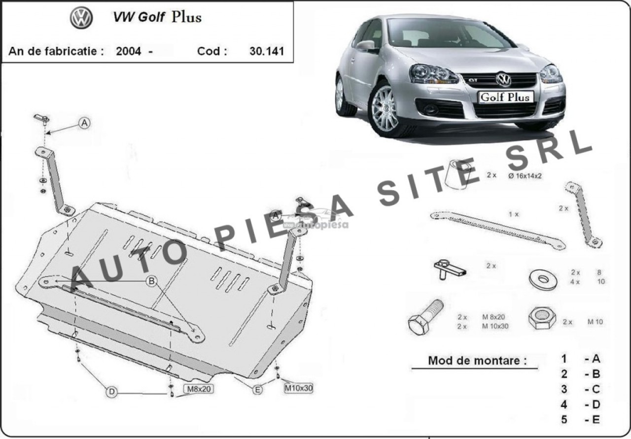 Scut metalic motor VW Golf Plus fabricat incepand cu 2005 APS-30,141 piesa NOUA