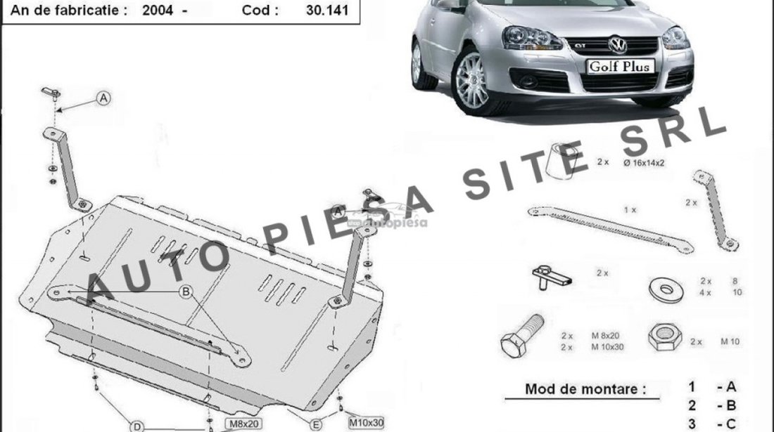 Scut metalic motor VW Golf Plus fabricat incepand cu 2005 APS-30,141 piesa NOUA