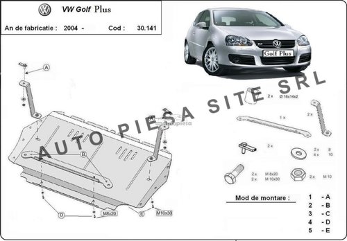 Scut metalic motor VW Golf Plus fabricat incepand cu 2005 APS-30,141 piesa NOUA