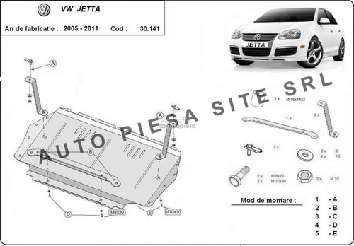 Scut metalic motor VW Jetta 3 III fabricat in perioada 2005 - 2010 APS-30,141 piesa NOUA