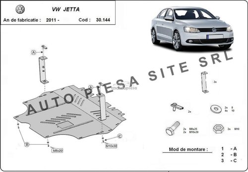 Scut metalic motor VW Jetta 4 IV fabricat incepand cu 2011 APS-30,144 piesa NOUA