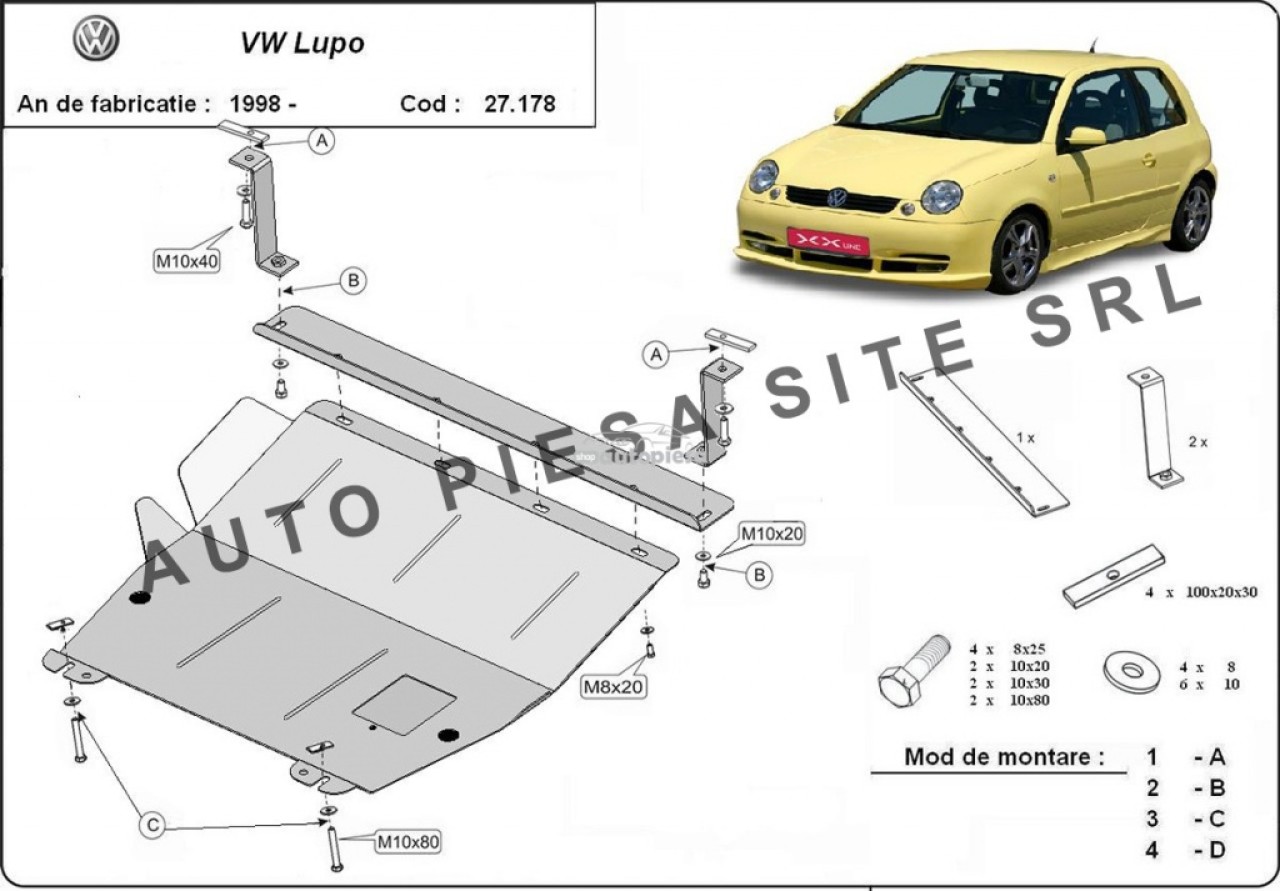 Scut metalic motor VW Lupo fabricat incepand cu 1999 APS-27,178 piesa NOUA