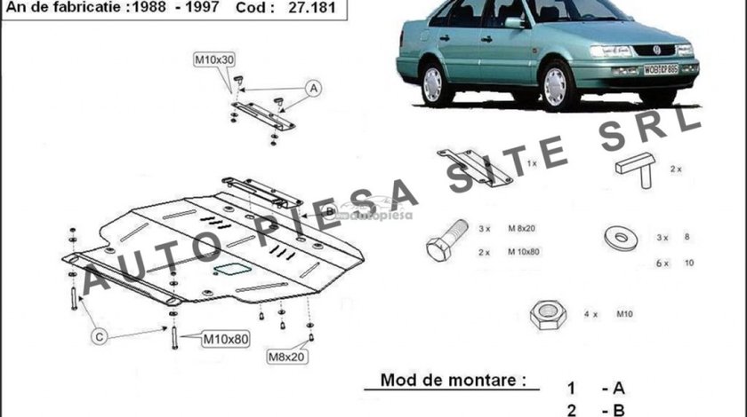 Scut metalic motor VW Passat (3A2, 35I) diesel fabricat in perioada 1988 - 1997 APS-27,181 piesa NOUA