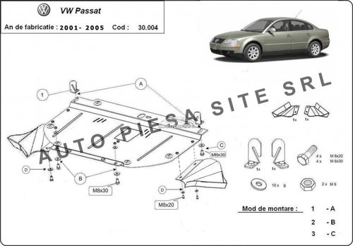 Scut metalic motor VW Passat (3B3, 3B6) (4 cilindrii) fabricat in perioada 2001 - 2005 APS-30,004 pi...