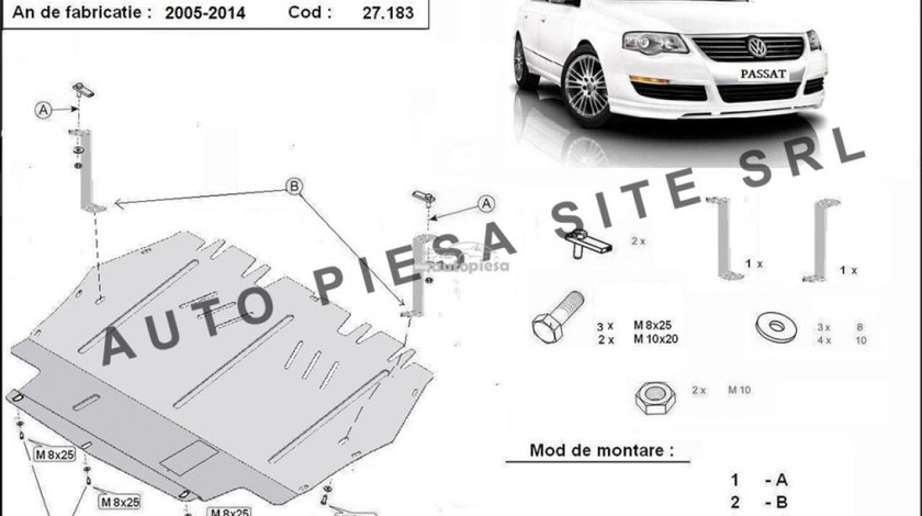 Scut metalic motor VW Passat (3C2, 3C5 / 362, 365) fabricat in perioada 2005 - 2014 APS-27,183 piesa NOUA