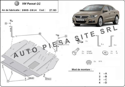 Scut metalic motor VW Passat CC fabricat in perioada 2008 - 2012 APS-27,183 piesa NOUA
