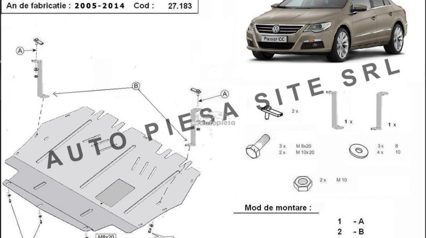 Scut metalic motor VW Passat CC fabricat in perioada 2008 - 2012 APS-27,183 piesa NOUA