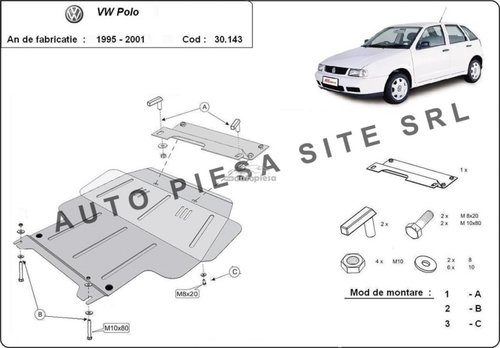 Scut metalic motor VW Polo 6N1 1.4 / 1.6 fabricat in perioada 1995 - 1999 APS-30,143 piesa NOUA