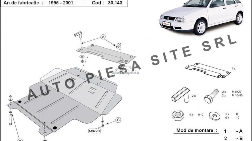 Scut metalic motor VW Polo 6N1 1.4 / 1.6 fabricat in perioada 1995 - 1999 APS-30,143 piesa NOUA