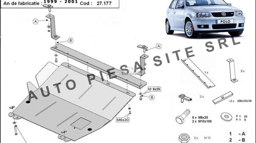 Scut metalic motor VW Polo 6N2 1.0 / 1.2 / 1.4 fabricat in perioada 1999 - 2001 APS-27,177 - produs NOU