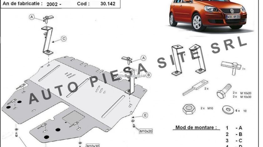 Scut metalic motor VW Polo 9N fabricat incepand cu 2003 APS-30,142 piesa NOUA