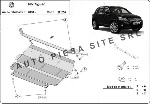 Scut metalic motor VW Tiguan fabricat incepand cu 2007 APS-27,200 piesa NOUA
