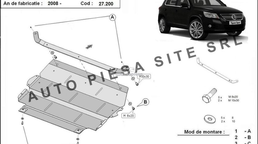 Scut metalic motor VW Tiguan fabricat incepand cu 2007 APS-27,200 piesa NOUA