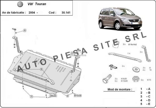 Scut metalic motor VW Touran fabricat incepand cu 2003 APS-30,141 piesa NOUA