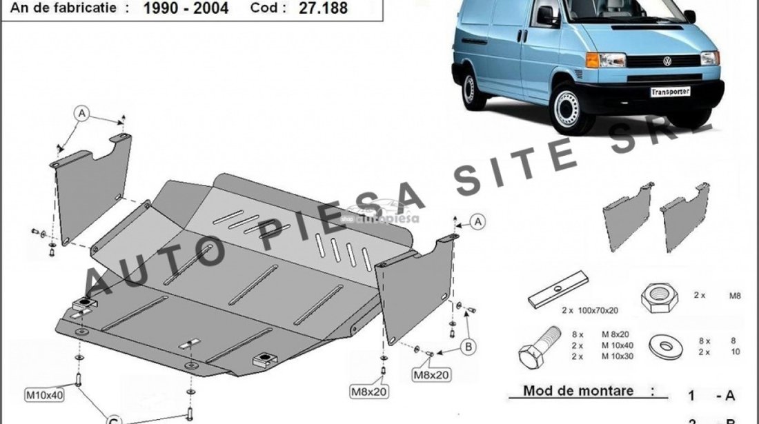 Scut metalic motor VW Transporter 4 IV fabricat in perioada 1990 - 2003 APS-27,188 piesa NOUA