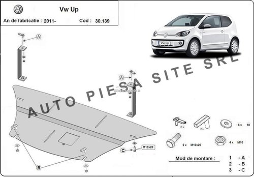 Scut metalic motor VW Up fabricat incepand cu 2011 APS-30,139 piesa NOUA