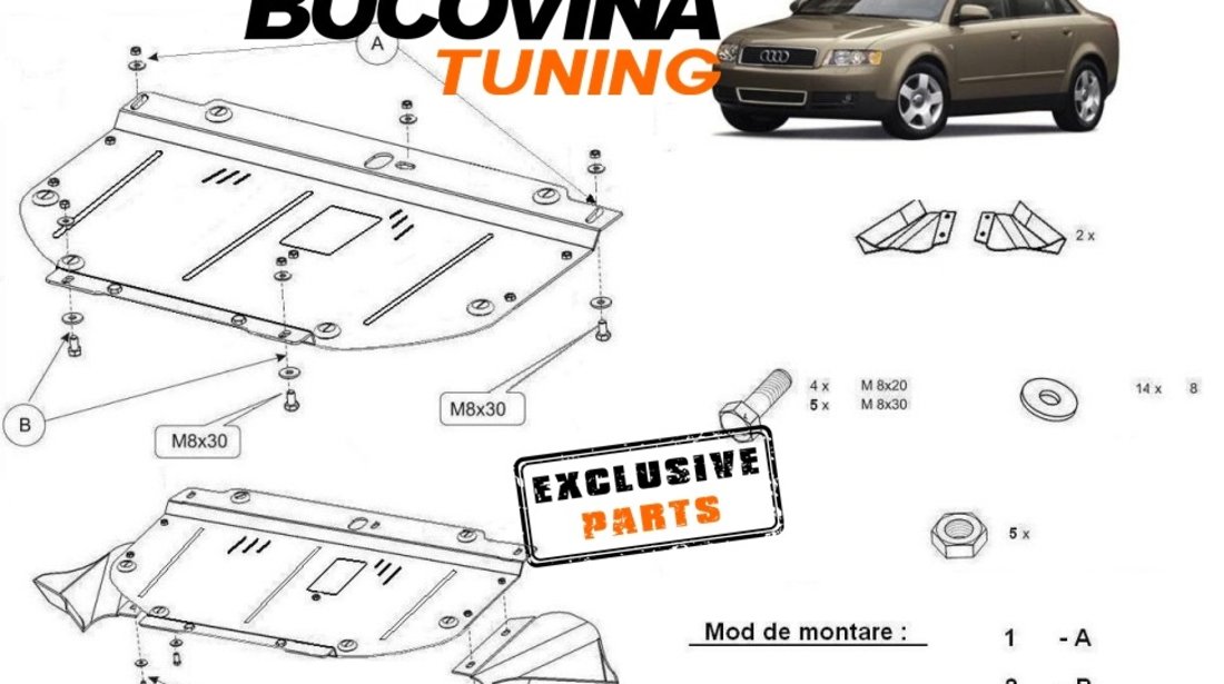 SCUT METALIC  pentru Audi A4 B6 2001 - 2005 , SKODA SUPERB