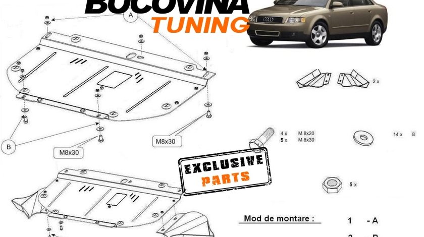 SCUT METALIC pentru Audi A4 B6 2001 - 2005 , SKODA SUPERB