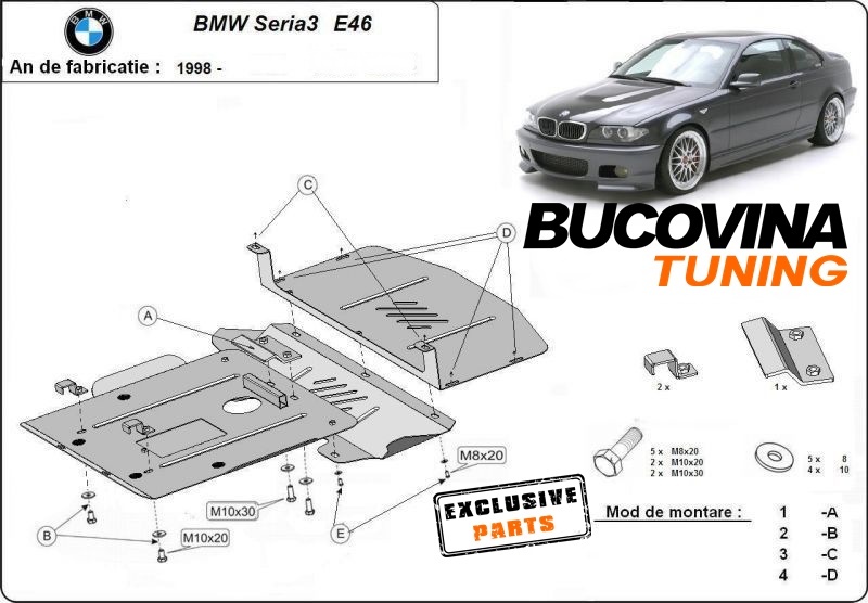 SCUT METALIC pentru BMW Seria 3 E46 1998