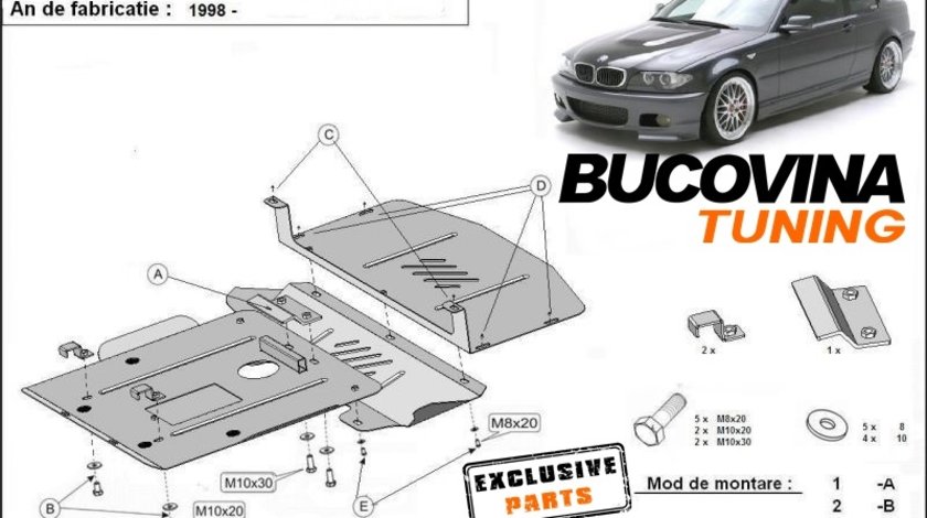 SCUT METALIC pentru BMW Seria 3 E46 1998 - 2006