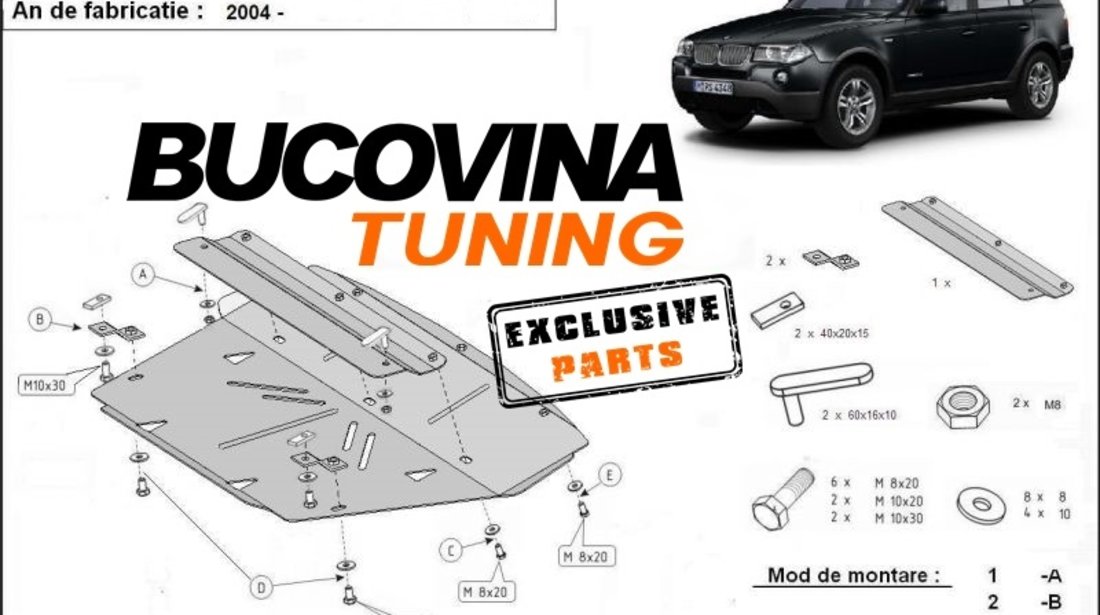 SCUT METALIC pentru BMW X3 2003-2010