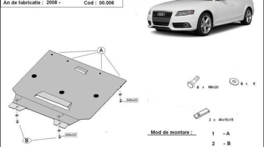 Scut metalic pentru cutia de viteze Audi A4 B8 2007-2015