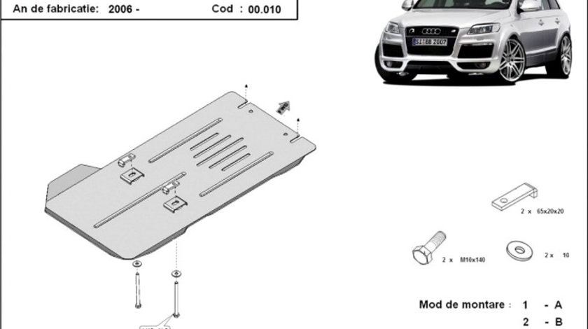 Scut metalic pentru cutia de viteze Audi Q7 2006-2015