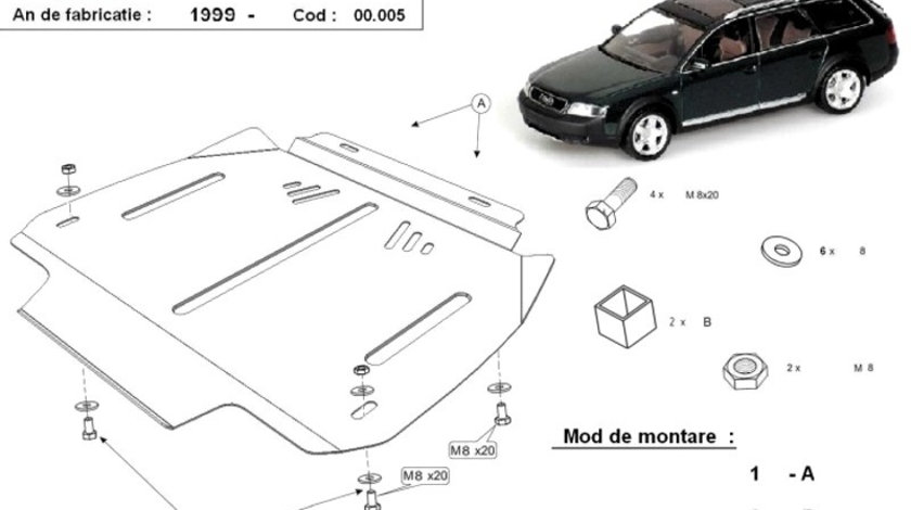 Scut metalic pentru cutia de viteze automata Audi A6 C5 1997-2004