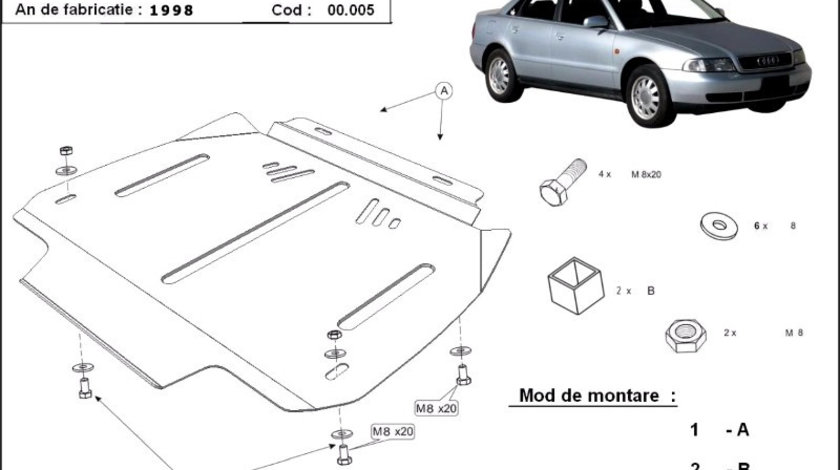 Scut metalic pentru cutia de viteze automata Audi A4 B5 1994-2001