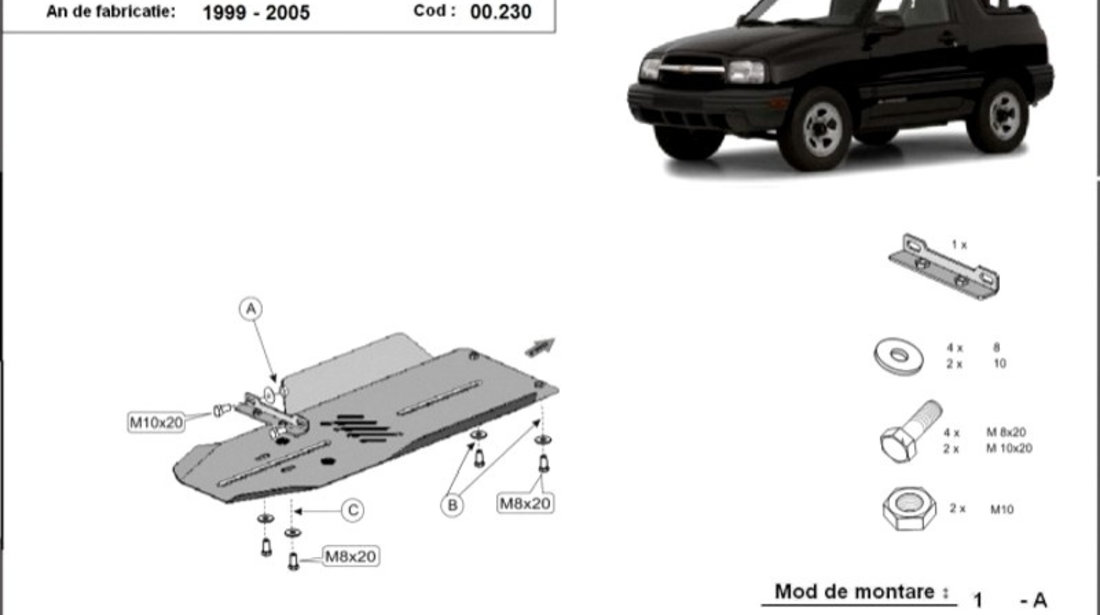 Scut metalic pentru cutia de viteze Chevrolet Tracker 1999-2005