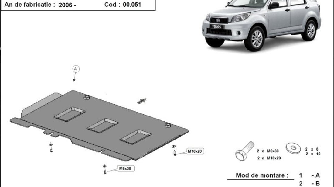 Scut metalic pentru cutia de viteze Daihatsu Terios 2006 - 2016