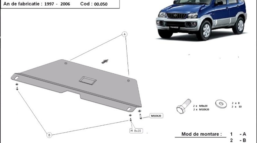 Scut metalic pentru cutia de viteze Daihatsu Terios 1997 - 2006